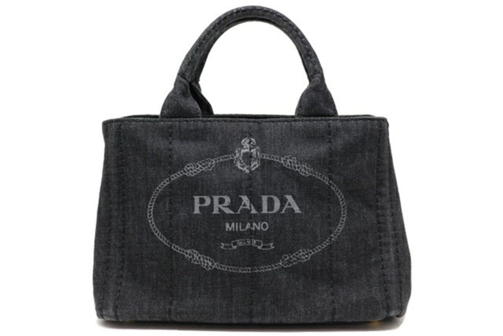 Prada Canapa Handbag Black Denim